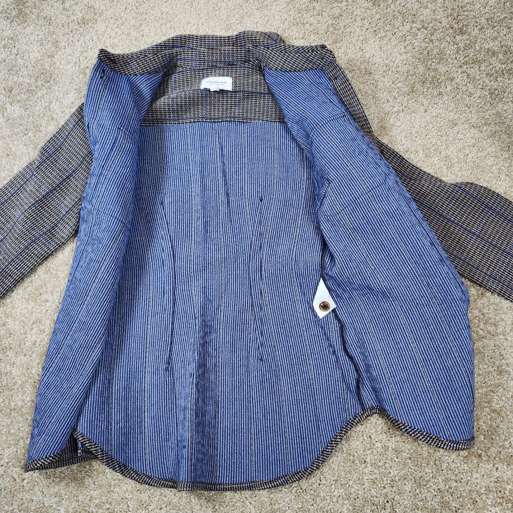 Who‎ What Wear Collection XS Blue Brown Houndstooth Plaid Button Down Shacket - Picture 7 of 8
